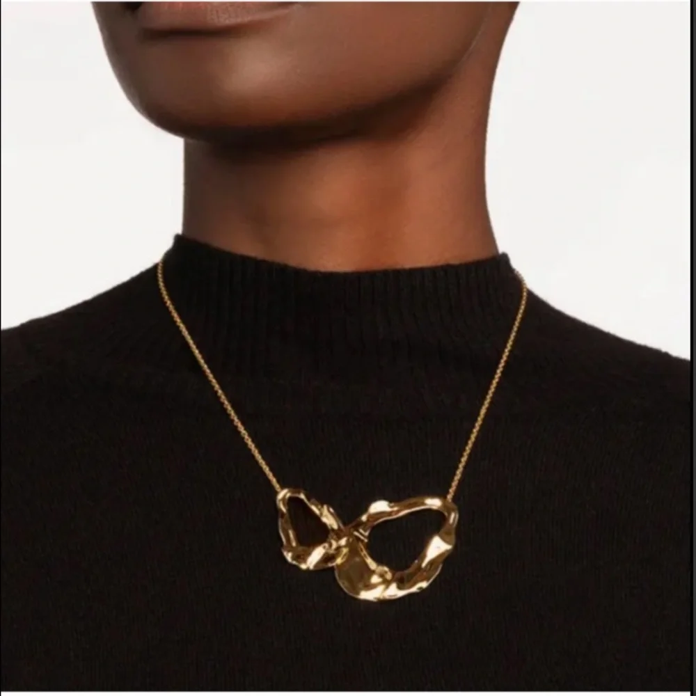 ALEXIS BITTAR • Retro Gold Collection Molten Liquid Crumpled Link Necklace